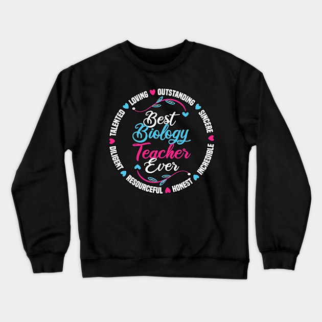 Best Biology Teacher Ever Crewneck Sweatshirt by White Martian